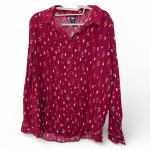 Route 66 Maroon Floral Button Down Shirt